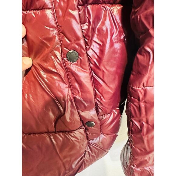 SAVE THE DUCK Burgundy Long Sleeve High Standing Collar Isla Puffer Jacket M - Picture 14 of 16